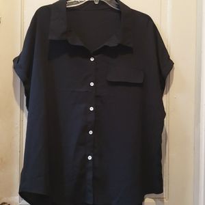 NWOT NEW Black Plus Button Front Collar Shirt Blouse Size 4XL (20)